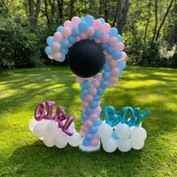 Support de ballons et fleurs de 6 pieds, cadre arqué en alliage d'aluminium de 32 mm, 4-en-1, motif cercle lunaire, pour révélation du sexe et toile de fond de mariage, violet