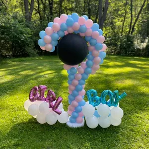 Arco de Aluminio de 6 pies para Globos y Flores, Soporte de 32 mm, Estructura de Arco 4 en 1, Círculo Lunar, Fondo para Revelación de Género y Boda, Color Morado - Product Image 1