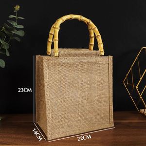 Sac de plage en jute artisanal écologique de petite taille avec motif végétal, réutilisable et personnalisable - Product Image 2