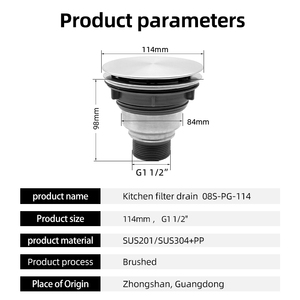 Coppa di scarico <span class=keywords><strong>lavello</strong></span> in acciaio inox Premium di alta qualità con coperchio di tenuta in acciaio inox cestello Versatile per la <span class=keywords><strong>cucina</strong></span> uso vasca da bagno all'aperto - Product Image 5