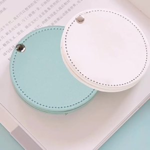 Round PU Leather Pocket <b>Mirror</b> Compact Cosmetic Makeup <b>Mirror</b> Portable Travel Purse <b>Mirror</b> Gift - Product Image 1