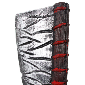 Hacha de látex con mango de hueso para Halloween, accesorio realista con hoja de metal vintage, detalle de costura roja, decoración para casa embrujada, cosplay, terror - Product Image 6