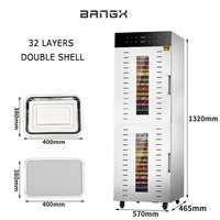 Fabrieksdirecte verkoop 32-laags voedseldroogmachine peer drakenvrucht ananas kipdroger voedseldehydrator