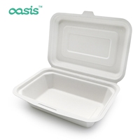 Conteneur alimentaire jetable en bagasse biodégradable et compostable de 450 ml, imperméable et résistant à la graisse, pour la restauration en gros