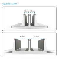 Soporte Vertical Ajustable para Laptop de Aleación de Aluminio, Ahorro de Espacio, Doble, Negro y Plateado, para Escritorio