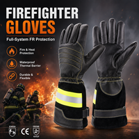 Gants de travail de protection en cuir grainé EN659 à manchette longue, résistants au feu, pour pompiers