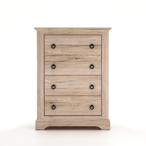 Cómoda clásica de 4 cajones Canyon Oak con frente de membrana y tiradores metálicos - Product Image 1