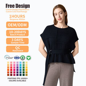 Fabricante de prendas de punto OEM y ODM, suéter de punto personalizado, chaleco informal sin mangas para mujer - Product Image 2