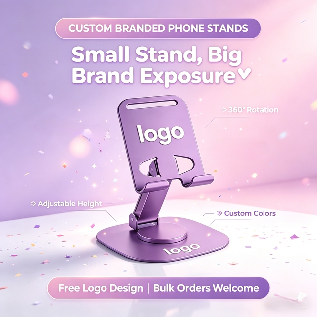 Custom Logo 360° Rotatable Waterproof Anti-Slip Customized Aluminum Alloy Phone Holder for Corporate Promotion Souvenir Gift