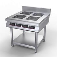 Cuisinière à induction électrique de table en acier inoxydable à 6 brûleurs, puissance réglable 21000W, pour la restauration commerciale