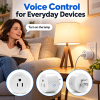 Stop Kontak Pintar WiFi Standar AS, 10A 2400W dengan Kontrol Suara dan Timer, Kontrol Jarak Jauh via Aplikasi, Bersertifikasi FCC dan RoHS, Berfungsi dengan Alexa dan Google Home