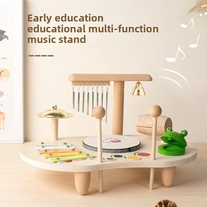 NOUVEAU Jouets <span class=keywords><strong>pour</strong></span> enfants Kit de tambour en bois <span class=keywords><strong>pour</strong></span> enfants Tambour <span class=keywords><strong>pour</strong></span> bébé Instruments de musique Jouets Montessori Jouets musicaux éducatifs Cadeaux avec carillons éoliens - Product Image 2