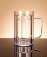 Chope à bière en acrylique, plastique PET transparent avec poignée, style minimaliste pour bars KTV, 500 ml, épaissie, écologique, haute qualité