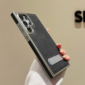Soporte de patrón de cuero galvanizado para Samsung S24ultra, funda de teléfono Business s23plus, funda anticaída <span class=keywords><strong>s22fe</strong></span> con todo incluido - Product Image 3
