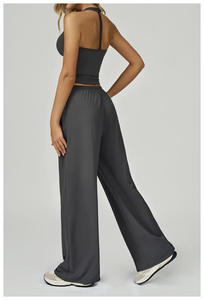 Venta al por mayor de 2 piezas con logotipo personalizado Pilates Sports Seth <span class=keywords><strong>Alter</strong></span> Hollow Out Crop Top Yoga Set para Fitness Running para mujeres - Product Image 4