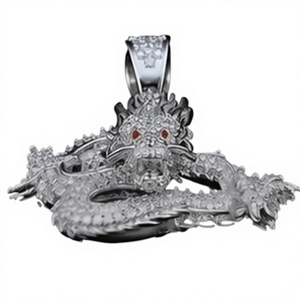 สร้อยคอจี้มังกรเงิน ดีไซน์โปร่ง ลายฉลุ ของขวัญเครื่องประดับ - Product Image 3