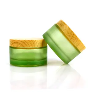 200ml Frosted Green Empty Glass Container With Plastic Cap Skin Care Cosmetic Jar For Face Cream