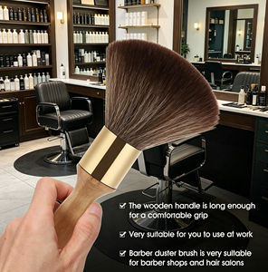 Brosse à dépoussiérer le cou pour barbier, personnalisée, à long manche en bois, poils doux en nylon, pour la coupe de cheveux, le nettoyage du cou et du visage, pour salon et usage domestique - Product Image 5