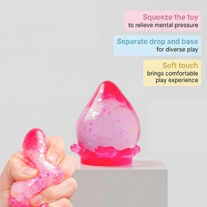 Jouet sensoriel Feuilles tombantes rêveuses en TPR, en forme de goutte d'eau, jouet à presser avec base détachable, pour pétrissage des doigts, anti-stress, petit format - Product Image 4