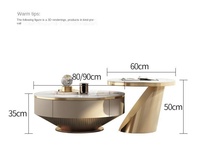 Table basse en bois de roche luxueuse avec meuble TV, table basse moderne simple haut de gamme en acier inoxydable