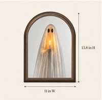 Miroir LED fantôme à cadre en bois massif, taille personnalisée, illusion d'Halloween, miroir décoratif mural éclairé