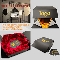 Boîte à portefeuille en papier de luxe avec logo personnalisé, emballage recyclable, boîte cadeau noire haut de gamme avec tiroir