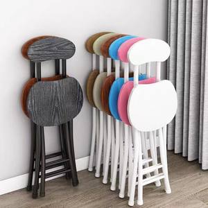 Chaise pliante avec siège en bois, cadre en métal, tabouret rond, usage domestique, design minimaliste pour adultes, pliable - Product Image 1