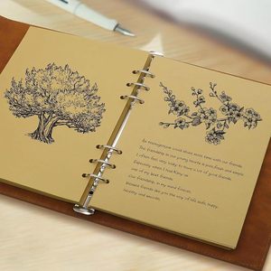 Carnet de notes vintage en cuir PU A5, papier sans acide 100 g/m², à feuilles mobiles, journal de voyage avec pendentif cœur - Product Image 6