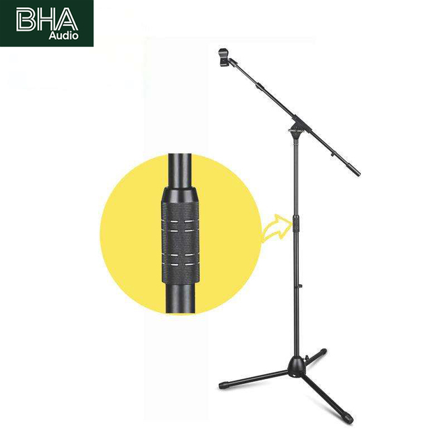 BHA MS-853 Durable Two-in-One Design Metal Microphone Stand 360 Degree Rotating Head for Studio Karaoke Use 12 Year Factory OEM