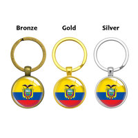 Porte-clés drapeau national de 287 pays, en laiton argenté et doré, avec cabochon en verre, cadeau promotionnel