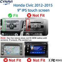 Autoradio pour Civic 2012-2015 avec CarPlay sans fil et Android Auto, écran tactile OLED 9 pouces, GPS intégré, Android 15