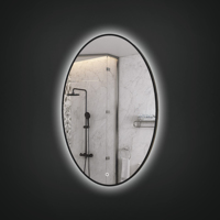 Miroir de salle de bain ovale rétro-éclairé moderne à Led, écran tactile à une touche de sorcière, miroir à Led intelligent pour salle de bain