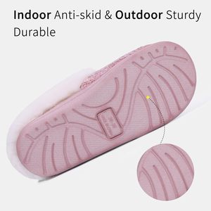 Pantuflas Cálidas de Punto con Punta Redonda y Parte Superior de Chenilla, Forradas con Piel Sintética y Espuma Viscoelástica, para Interiores/Exteriores, para Mujer - Product Image 5