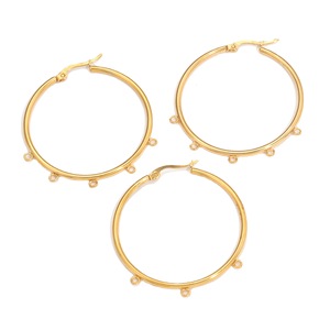 Base de boucles d'oreilles avec anneaux |   Porte-breloques grand cercle en acier inoxydable plaqué or PVD 18 carats pour la fabrication de bijoux DIY - Product Image 5