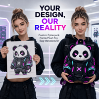 Sac à dos en peluche personnalisé Cyberpunk Neon Panda, sac à dos en peluche, sac à jouets en peluche, sac à dos doux personnalisé, cadeau tendance pour enfant et adulte, ODM