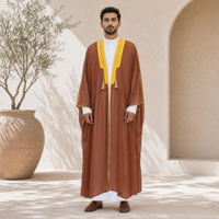 Jubah Pria Lanna Bordir Rumbai Emas, Thobe Arab Saudi, Jubah Luar Muslim Dubai, untuk Idul Fitri dan Pernikahan