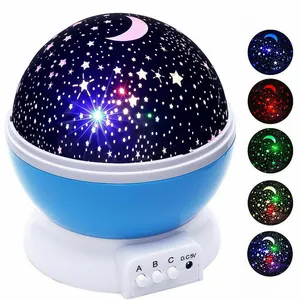 Starry Projector Lamp Children Bedroom Night LED Light Baby Lamp Decor Rotating Star Nursery Galaxy Moon Projector Table Lamp