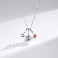 Collier élégant en forme de planète Moyu Jewelry avec zircon, plaqué platine, pendentif en argent 925