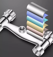 Mitigeur de douche pluie double levier en laiton pour hôtel, avec cartouche céramique, finition chrome poli, design moderne, montage mural, double poignée