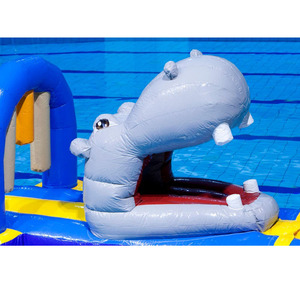 Toboggan <span class=keywords><strong>gonflable</strong></span> Hippopotame flottant avec piste de course pour piscines privées et commerciales - Product Image 4