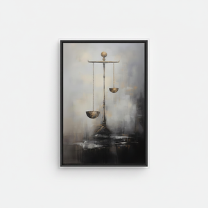 Golden Justice Scale Art Deco Panel <b>Canvas</b> Print Hanging <b>Wall</b> Decor for Law Office Clear Framed - Product Image 2