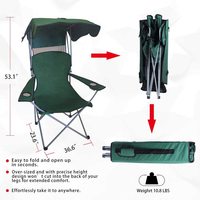 Chaise WOQI de haute qualité avec auvent pare-soleil, sac à dos, chaise inclinable de plage et de camping, supportant 350 livres