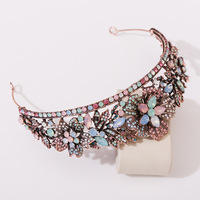 LUOXIN Diadème de mariage baroque vintage en cristal coloré couronne royale de reine gelée pierre de strass