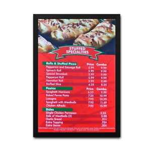 A1 A2 A3 A4 Hợp kim nhôm Led Poster khung Hight độ sáng LED thức ăn nhanh Nhà Hàng quảng cáo Snap mở led menu