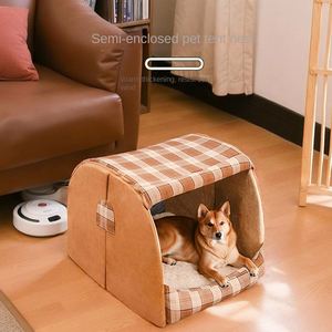 Nid d'hiver semi-fermé épaissi pour animaux de compagnie, en tissu écologique, universel pour petits et moyens animaux de toutes âges, entièrement démontable et lavable en machine - Product Image 4