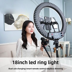 Support de diffusion en direct pliable HQ18 de 18 pouces, 55W, 110-220V, avec anneau lumineux LED pour embellissement de la peau et éclairage photographique pour selfies - Product Image 5