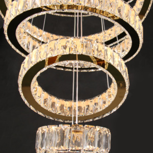 Lámpara de Araña Moderna de Lujo con 5 Anillos de Cristal K9, <span class=keywords><strong>Luz</strong></span> Blanca Cálida para Sala de Estar, Fácil Instalación - Product Image 5