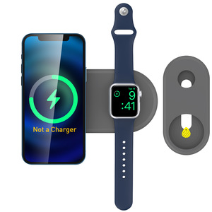 Base de charge sans fil en silicone <span class=keywords><strong>2</strong></span>-en-1 pour <span class=keywords><strong>chargeur</strong></span> sans fil <span class=keywords><strong>Apple</strong></span>, station de charge antidérapante pour iPhone AirPods - Product Image 2