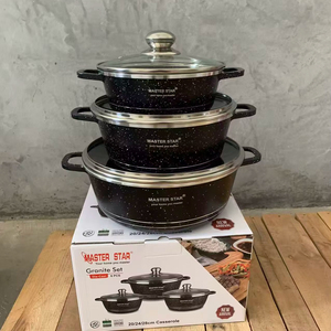Ensemble de 6 casseroles 20cm 24cm 28cm, qualité allemande, aluminium, compatible induction, batterie de cuisine 6 pièces - Product Image 1