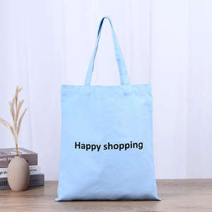 Bolsa de compras reutilizable de lona impresa personalizada de alta calidad, plegable, de estilo simple y orgánica. - Product Image 1